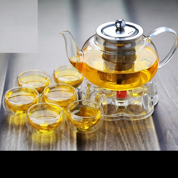 Bộ ấm pha trà thủy tinh nắp inox BAT 612